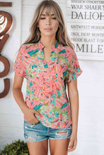 Load image into Gallery viewer, Floral Notched Neck Short Sleeve Top
