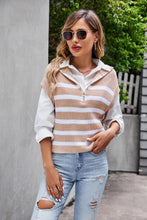 Load image into Gallery viewer, Striped Half-Zip Collared Vest

