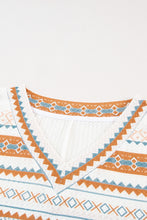 Load image into Gallery viewer, Geometric Print V-Neck Curved Hem Top
