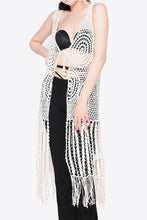 Load image into Gallery viewer, Tie Front Fringe Hem Sleeveless Cover Up
