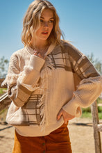Load image into Gallery viewer, And The Why Plaid Pattern Color Block Fringe Sweater
