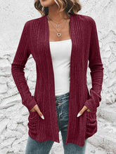 Load image into Gallery viewer, Ribbed Open Front Cardigan with Pockets
