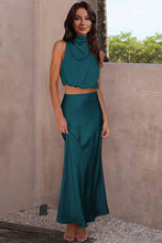 Load image into Gallery viewer, Cropped Turtle Neck Tank Top and Maxi Skirt Set
