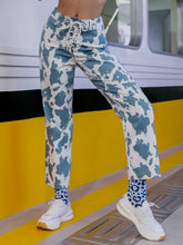 Load image into Gallery viewer, Cow Print Lace-Up Straight Leg Pants

