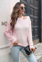 Load image into Gallery viewer, Ribbed Cold Shoulder Round Neck Pullover Sweater
