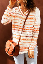 Load image into Gallery viewer, Geometric Print V-Neck Curved Hem Top
