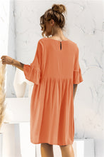 Load image into Gallery viewer, Boat Neck Flounce Sleeve Knee-Length Dress

