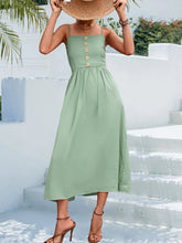 Load image into Gallery viewer, Decorative Button Spaghetti Strap Midi Dress
