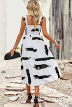 Load image into Gallery viewer, Brush Stroke Tie Shoulder Smocked Dress
