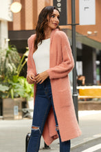 Load image into Gallery viewer, Open Front Long Sleeve Slit Hooded Cardigan

