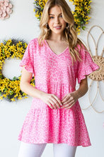 Load image into Gallery viewer, Heimish Full Size Leopard Ruffle Trim Short Sleeve Top
