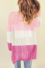 Load image into Gallery viewer, Openwork Ribbed Cuff Longline Cardigan
