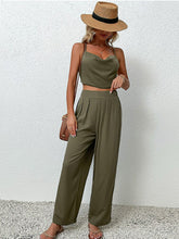 Load image into Gallery viewer, Crisscross Back Cropped Top and Pants Set
