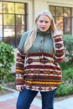 Load image into Gallery viewer, Celeste Design Full Size Geometric Turtleneck Drawstring Knit Top
