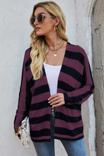 Load image into Gallery viewer, Striped Dolman Sleeve Open Front Cardigan
