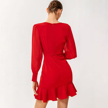Load image into Gallery viewer, Ruffle Hem Bishop Sleeve Square Neck Mini Dress
