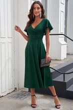 Load image into Gallery viewer, Flutter Sleeve Surplice Midi Dress
