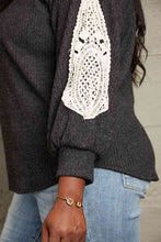 Load image into Gallery viewer, Sew In Love Full Size Lace Patch Detail Sweater
