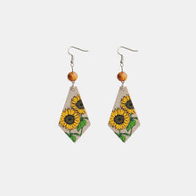 Load image into Gallery viewer, Floral Wooden Teardrop Earrings
