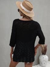 Load image into Gallery viewer, Notched Side Slit Drop Shoulder Sweater
