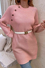 Load image into Gallery viewer, Round Neck Button Detail Ribbed Sweater
