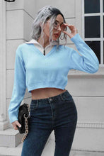 Load image into Gallery viewer, Contrast Collared Cropped Sweater
