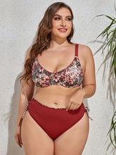 Load image into Gallery viewer, Plus Size Printed V-Neck Drawstring Bikini Set
