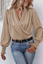 Load image into Gallery viewer, Surplice Neck Lantern Sleeve Blouse
