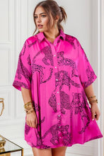 Load image into Gallery viewer, Plus Size Tiger Printed Button Up Half Sleeve Dress
