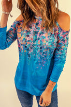 Load image into Gallery viewer, Floral Cold-Shoulder Long Sleeve Round Neck Top
