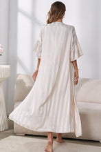 Load image into Gallery viewer, Striped Flounce Sleeve Open Front Robe and Cami Dress Set
