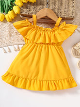 Load image into Gallery viewer, Baby Girl Frill Trim Ruffle Hem Dress
