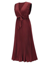 Load image into Gallery viewer, Tied Surplice Cap Sleeve Pleated Dress
