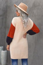 Load image into Gallery viewer, Color Block Rib-Knit Longline Cardigan with Front Pockets
