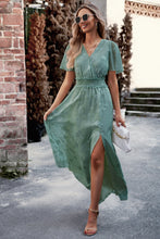 Load image into Gallery viewer, Floral Print V-Neck Smocked Waist High Slit Maxi Dress
