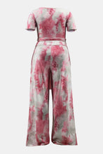 Load image into Gallery viewer, Plus Size Printed Crisscross Tie Front Top and Pants Set
