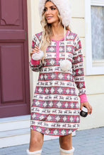 Load image into Gallery viewer, Christmas Pattern Half Button Dress
