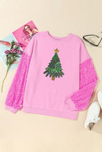 Load image into Gallery viewer, Christmas Tree Sequin Round Neck Sweatshirt
