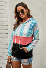 Load image into Gallery viewer, Snake Print Color Block Drawstring Detail Hoodie
