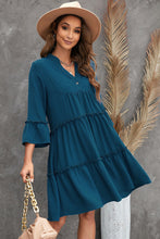 Load image into Gallery viewer, Frill Trim Three-Quarter Flare Sleeve Dress
