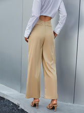 Load image into Gallery viewer, Cutout V-Waist Pleated Wide Leg Pants
