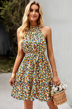 Load image into Gallery viewer, Floral Belted Frill Trim Mini Dress

