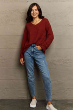 Load image into Gallery viewer, Ninexis Full Size V-Neck Long Sleeve Front Pocket Blouse
