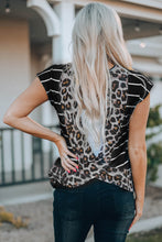 Load image into Gallery viewer, Mixed Print Hem Detail Capped Sleeve T-Shirt
