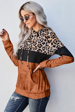 Load image into Gallery viewer, Leopard Color Block Hoodie
