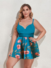 Load image into Gallery viewer, Plus Size Two-Tone Swim Dress and Bottoms Set
