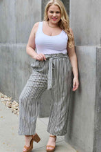 Load image into Gallery viewer, Heimish Find Your Path Full Size Paperbag Waist Striped Culotte Pants
