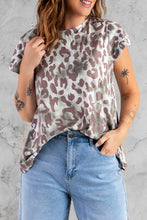 Load image into Gallery viewer, Leopard Layered Flutter Sleeve Tee Shirt
