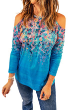 Load image into Gallery viewer, Floral Cold-Shoulder Long Sleeve Round Neck Top
