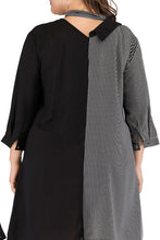 Load image into Gallery viewer, Plus Size Striped Color Block Tie-Neck Dress
